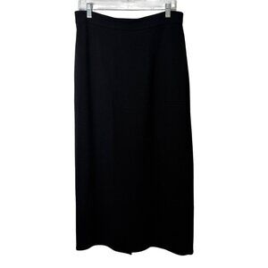 St. John Basics Santa Knit Midi Skirt Black Pull-On Womens Size 14